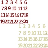 Autocolantes com números de feltro vermelho de 2,5 cm e argolas de 2,5 cm