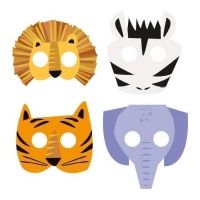 Máscaras de animais do Safari - 8 peças