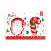 Cortadores de bengala doce e cara do Pai Natal - Decora - 2 unidades