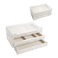 Caixa de joias transparente com gaveta e 3 níveis de 23,5 x 14 x 11 cm