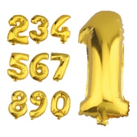 Balão número metálico dourado 1 m