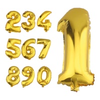 Balão numérico metálico dourado 1 m - 1 unidade