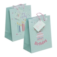 Saco de presente sortido Happy Birthday cake 45 x 33 cm - 1 unid.