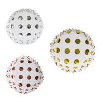 Cápsulas de cupcake branco com pontos de polca metálica - PME - 30 pcs.