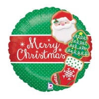 Balão redondo Feliz Natal Vermelho e Verde 46cm - Grabo