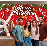 Fundo para photocall de Merry Christmas de 2,20 x 1,50 m