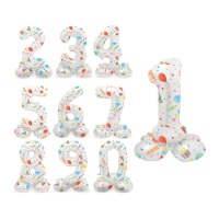 Balão Número Happy Party com base 72 cm - Folat - 1 peça