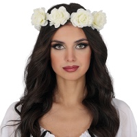 Tiara de rosas brancas