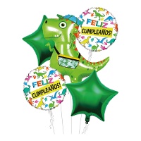 Buquê de balões de dinossauro rapper - 5 unidades