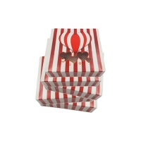 Caixa de 14 x 13 x 5 cm para bolachas de corações e riscas - 5 unidades.