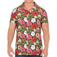 Camisa havaiana de flores para adultos