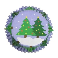Cápsulas para cupcakes com árvore de Natal e interior em alumínio - PME - 30 unidades