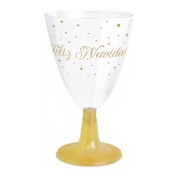 Copo de 220 ml de Feliz Natal dourado para vinho ou água - 3 unidades