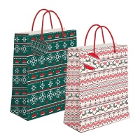 Saco de presente de 32 x 26 x 10 cm branco Natal - 1 unidade