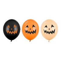 Balões de látex de Halloween com abóboras em tons de laranja de 30 cm - 50 unidades
