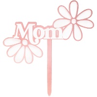 Topo para bolo com flores rosas Mom