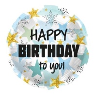 Feliz aniversário para si Balão com estrelas 45 cm - Folat