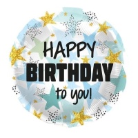 Balão Happy Birthday To You com estrelas 45 cm - Folat