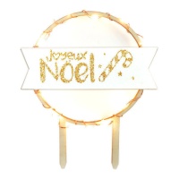 Topo de bolo em madeira com luzes LED da Joyeux Noel - scrapcooking