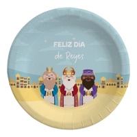 Pratos dos Reis Magos azul de 23 cm - 6 unidades