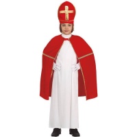 Traje de criança de São Nicolau com capa e chapéu