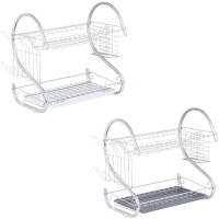 Escorredor de pratos 45,5 x 24,5 x 37,5 cm 2 níveis cromado - 1 unidade