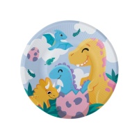 Pratos Dino Friends de 18 cm - 8 unidades