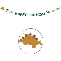 Grinalda de dinossauro de feliz aniversário 3 m