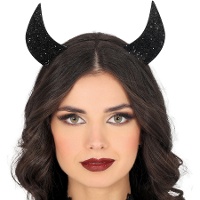 Diadema de Chifres Pretos Brilhantes