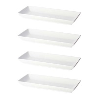 Pratos rectangulares brancos de 36 x 16 cm - 4 unid.