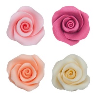 Figuras de açucar de rosas coloridas de 5 cm - Dekora - 10 unidades