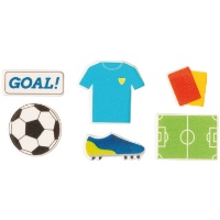 Decorações de açúcar 2D para cupcakes de futebol - 12 peças