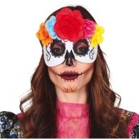 Máscara Catrina com flores