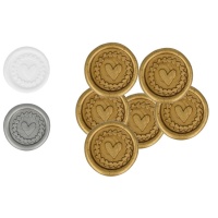 Selos de cera adesivos coração dourado 3 cm - 8 unidades