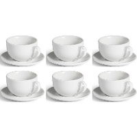 Conjunto de 200 ml de xícara de café de porcelana com prato - 6 serviços