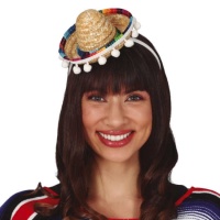 Fita de cabeça com mini chapéu mexicano