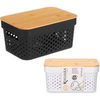 Caixa de 26 x 17,5 x 12,5 cm perfurada com tampa de bambu - 1 unidade