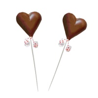 Chupa-chupa de coração de chocolate com laço 25 gr - 1 peça