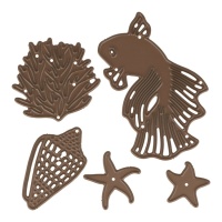Conjunto de recortes de estrelas-do-mar e elementos marinhos - Artemio - 5 unid.