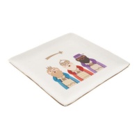 Placa quadrada de 15,6 cm dos Três Reis Magos