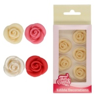 Rosas de maçapão com purpurinas 2,5 cm - FunCakes - 6 unidades