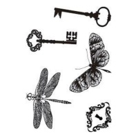 Carimbos acrílicos para borboletas e chaves - Artis decor
