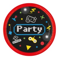 Pratos de vídeo jogos Party gamer de 23 cm - 8 unidades