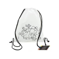 Mochila para colorir com animais do mundo - 1 unidade.