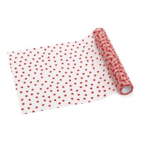 Caminho de mesa de 36 cm com corações - 9 m