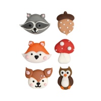 Figuras de açúcar de Animais da Floresta - Decora - 6 unidades