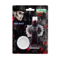 Conjunto de maquilhagem de vampiro com sangue