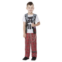 Fato punk rocker com calças axadrezadas para crianças