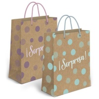 Saco de oferta em papel artesanal 14 x 11,5 x 6,7 cm Surpresa - 1 unid.