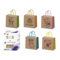 Saco de oferta 26 x 23,5 x 8 cm em papel kraft com frases de amizade - 1 unid.